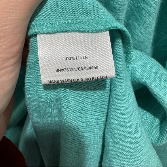 Eileen Fisher Teal 100% Linen Drop Shoulder Tunic Top | Size M - Picture 3 of 10